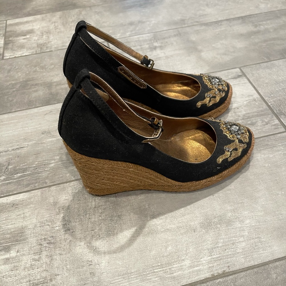 OL’autre chose wedges platform black with gold 36